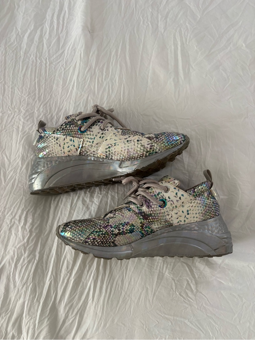 Steve Madden Iridescent Snake-Print Sneakers - Silver & Multicolor